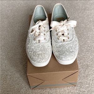 Kate Spade New York glitter Ked Sneakers in white/ivory. Fit like size 7.5.